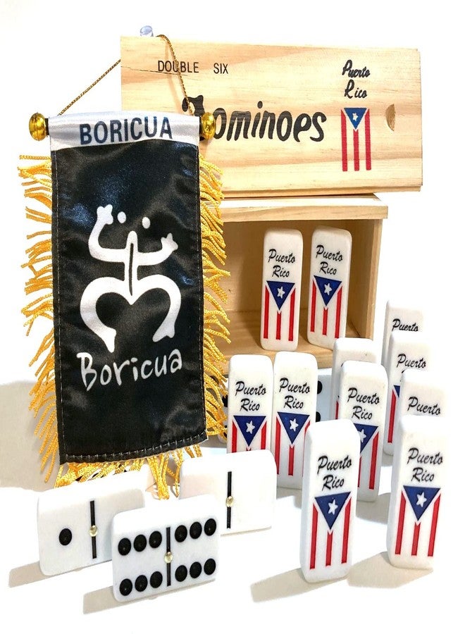 PRK 14 Puerto Rico Dominoes Double six Boricua Classic 2pc Dominoes and Puerto Rico Mini Flag - Image 4